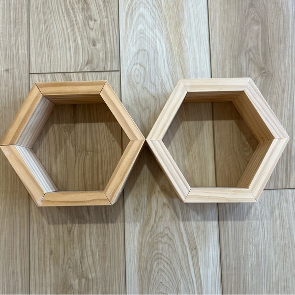Real wood 8” hexagon decor, set of 2 - Picture 4 of 5